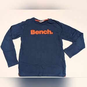 Bench. Navy Long-Sleeve Shirt with Orange Logo